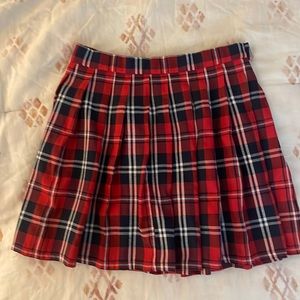 Plaid Red and Blue High Waisted Pleated Cosplay School Girl Skirt